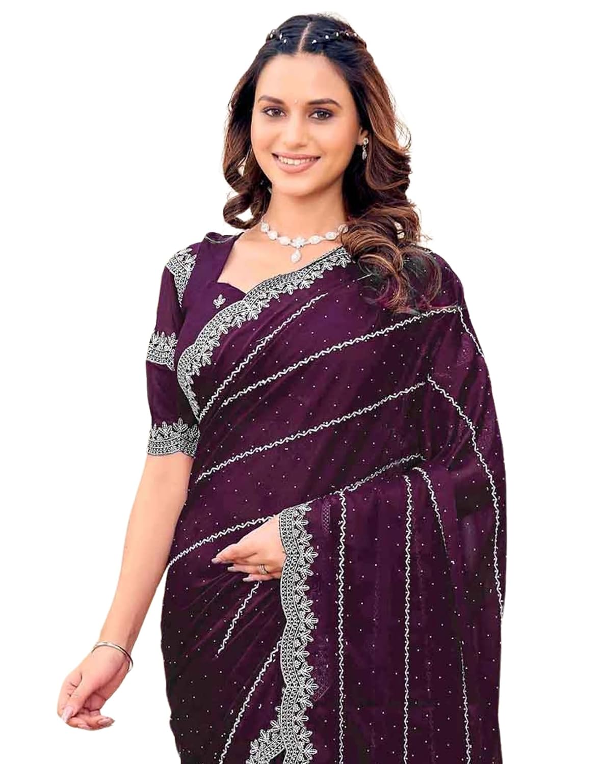 SIRIL Women's Shimmer Georgette Embroidery & Stone Work Scalloped Border Saree With Unstitched Blouse Piece - Review, Price and Buying Guide
