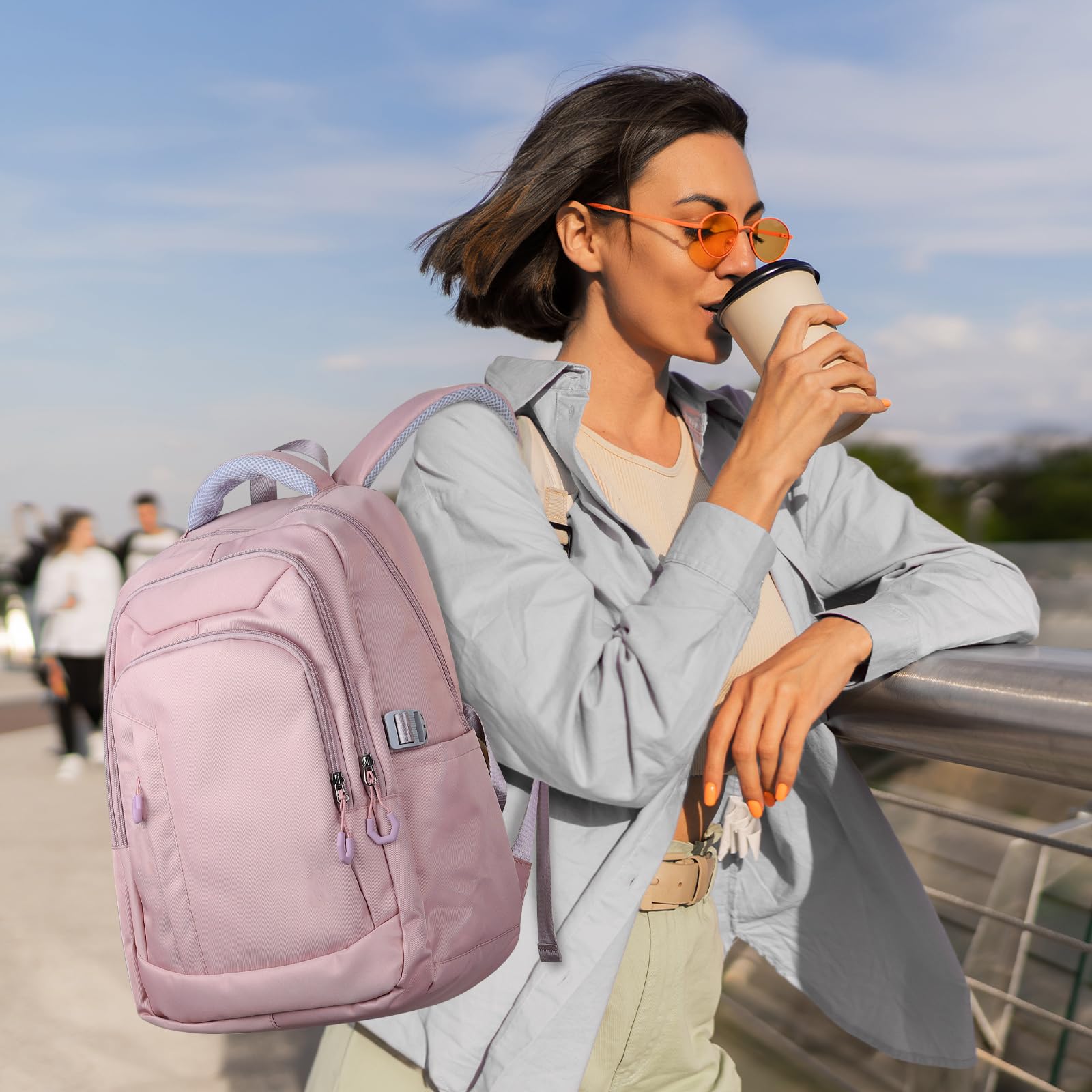 Zaino Porta PC 15.6 Multifunzione per Donna, Computer Portatile Comodo e Traspirante per Campeggio e Escursionismo