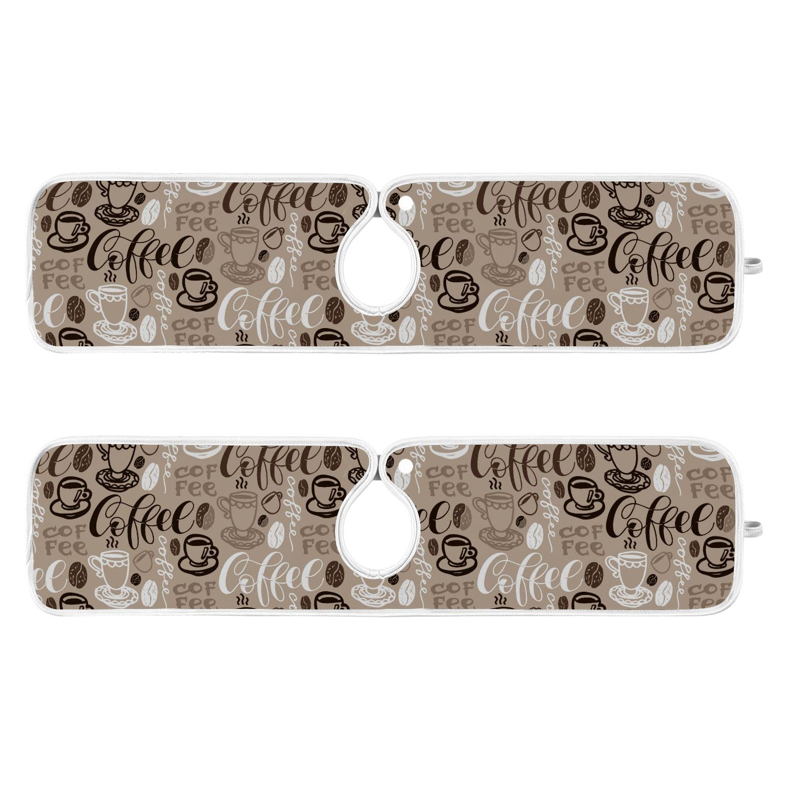wamika coffee theme faucet water catcher mat 2 pack brown coffee beans drying mat absorbent bathroom faucet handle drip catcher tray bar rv kitchen sink splash guard 23x5 inches