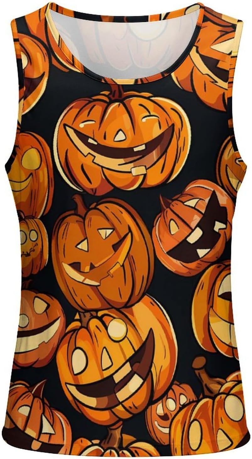 Pumpkin Men's Tank Top Sleeveless Muscle Shirts Vest Beach T Shirts for Workout Gym