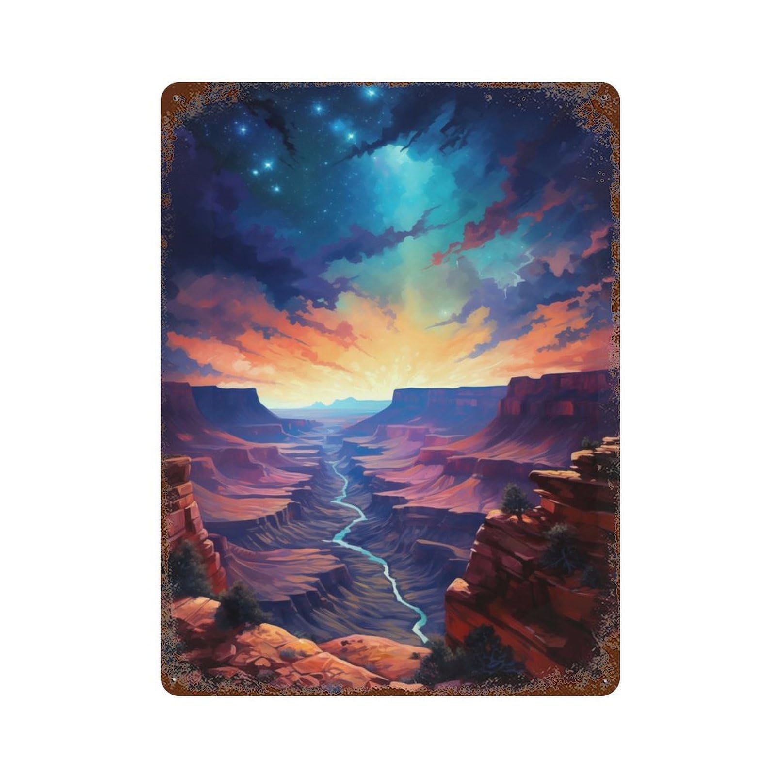 Grand Canyon from Above Rustic Tin Plaque 15.7"x11.8", for Shed, Workshop And Garage Wall Decor, Shabby Chic Decor