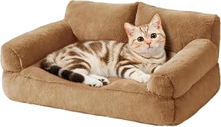Cat Beds for Indoor Cats, Cat Couch Bed, Cute Cats Sofas for Pets, Small Dog Sofas & Chairs with Removable Washable Cover, Plush Soft Pet Furniture for 10lbs Small Dogs & Cats(Brown)