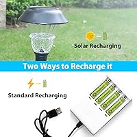 Vista 5 de Brightown Baterías AAA recargables, baterías solares triple A precargadas NiMH de 600 mAh para luces solares y dispositivos domésticos