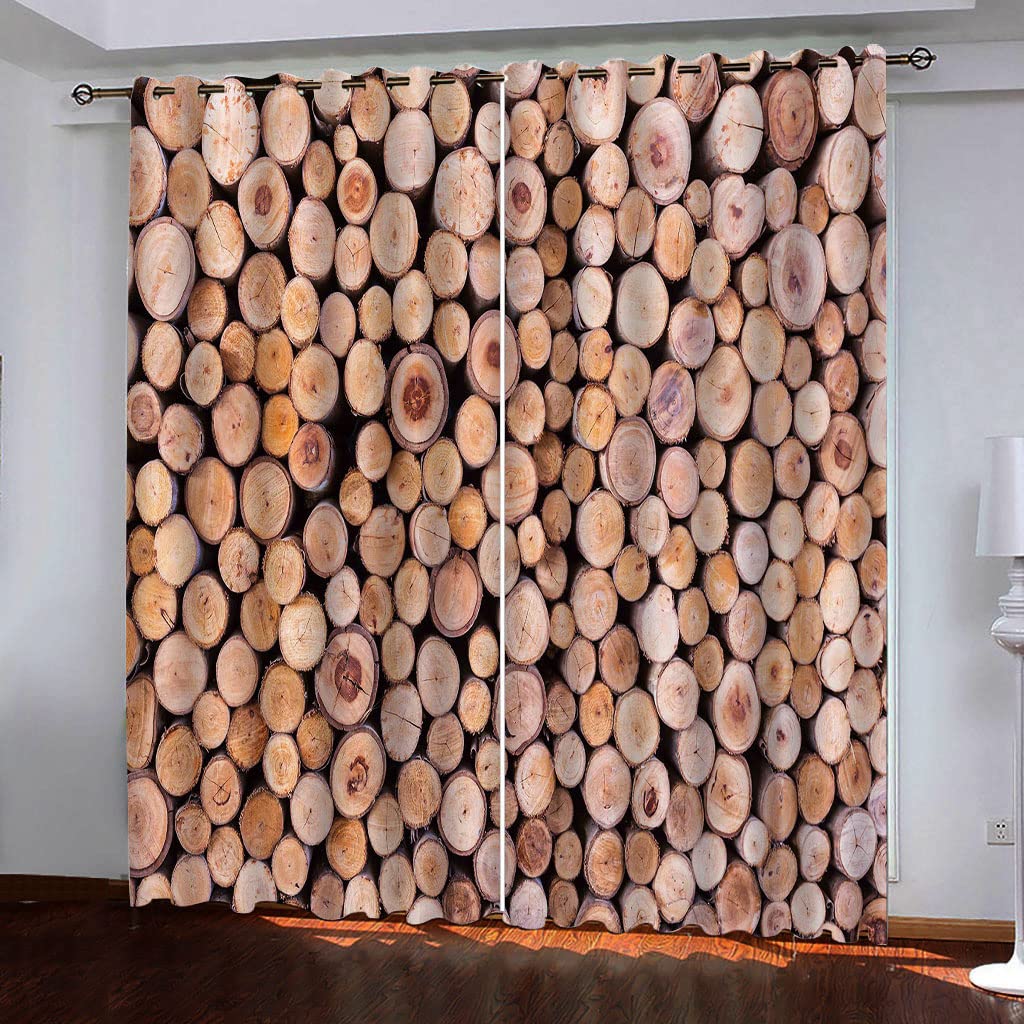 Draperies occultantes opaques de couleur bois au tombé lourd pour chambre élégante