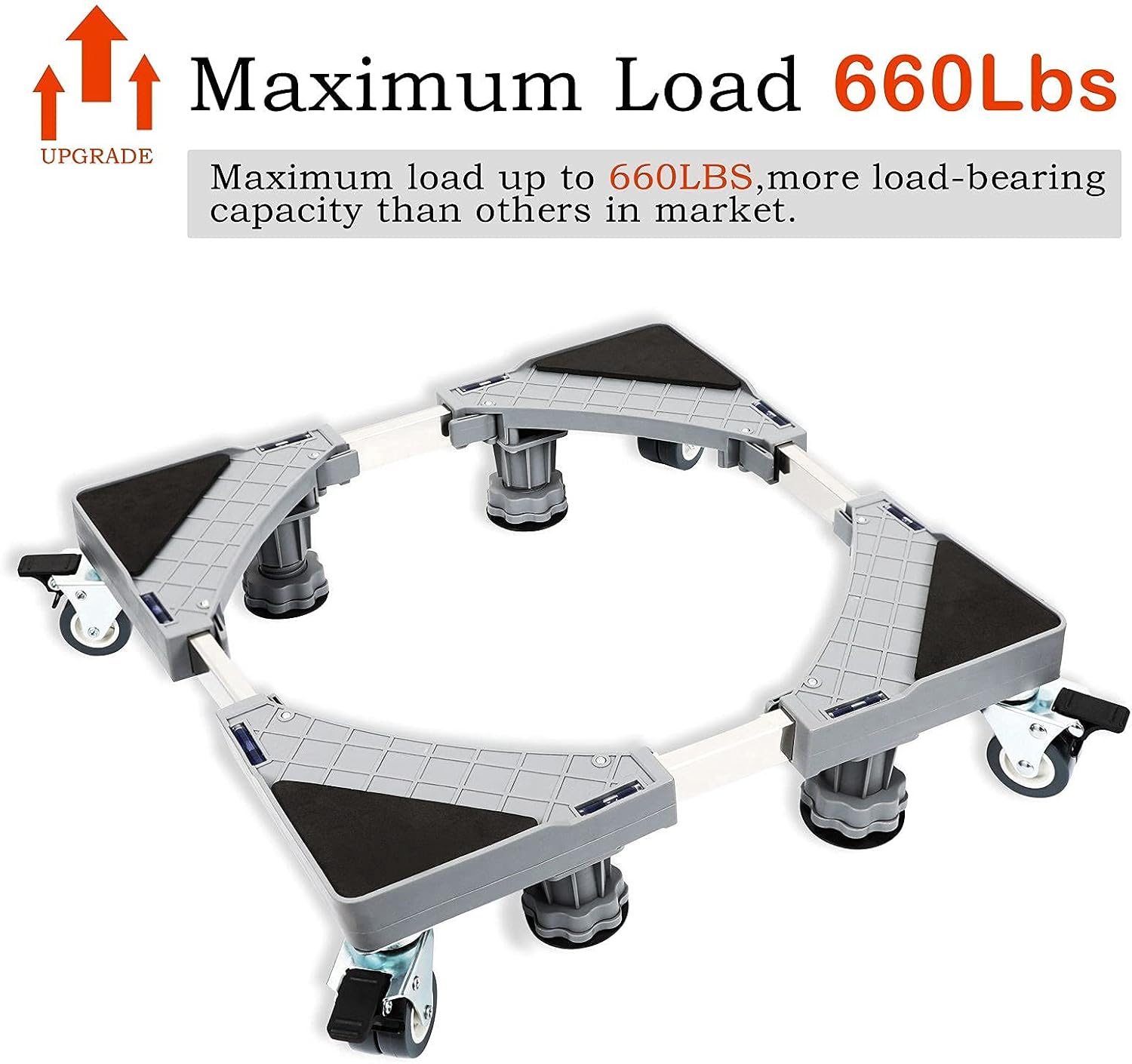 Mini Fridge Stand Washing Machine Base Adjustable Mobile Base with 4x2 Locking Rubber Rotating Wheels and 4 Sturdy Washing Machine Feet Suitable for Dryer, Washing Machine and Mini Refrigerator : Appliances