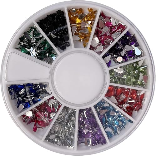 2pcs 12 Colors Teardrop shaped Gems Nail Art Glitter Rhinestone Wheel