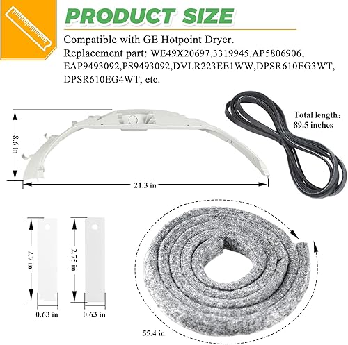 Miniatura 5 de WE49X20697 WE3M26 Kit de rodamientos para secadora de Techecook  Reemplazo para secadora GE Hotpoint  El paquete incluye WE3M26 rodamiento superior