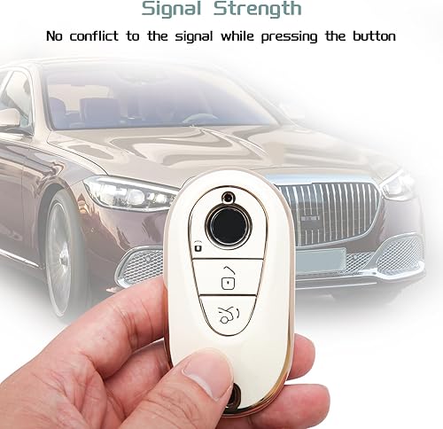 Miniatura 6 de Compatible con Mercedes Benz - Funda para llavero con funda protectora para llavero para 2020-2023 Clase S Clase G Clase E EQE EQS Accesorios Blanco