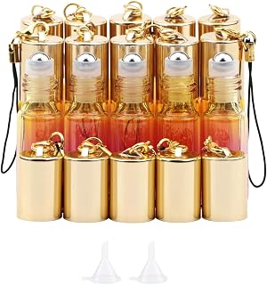 Kesell 5ml Rainbow Color Glass Essential Oil Roller Bottles with Stainless Steel Roller Balls, 15Pack Glass Roll on Bottle for Essential Oils, Perfumes(with 2 Funnels and 1 bottle opener)