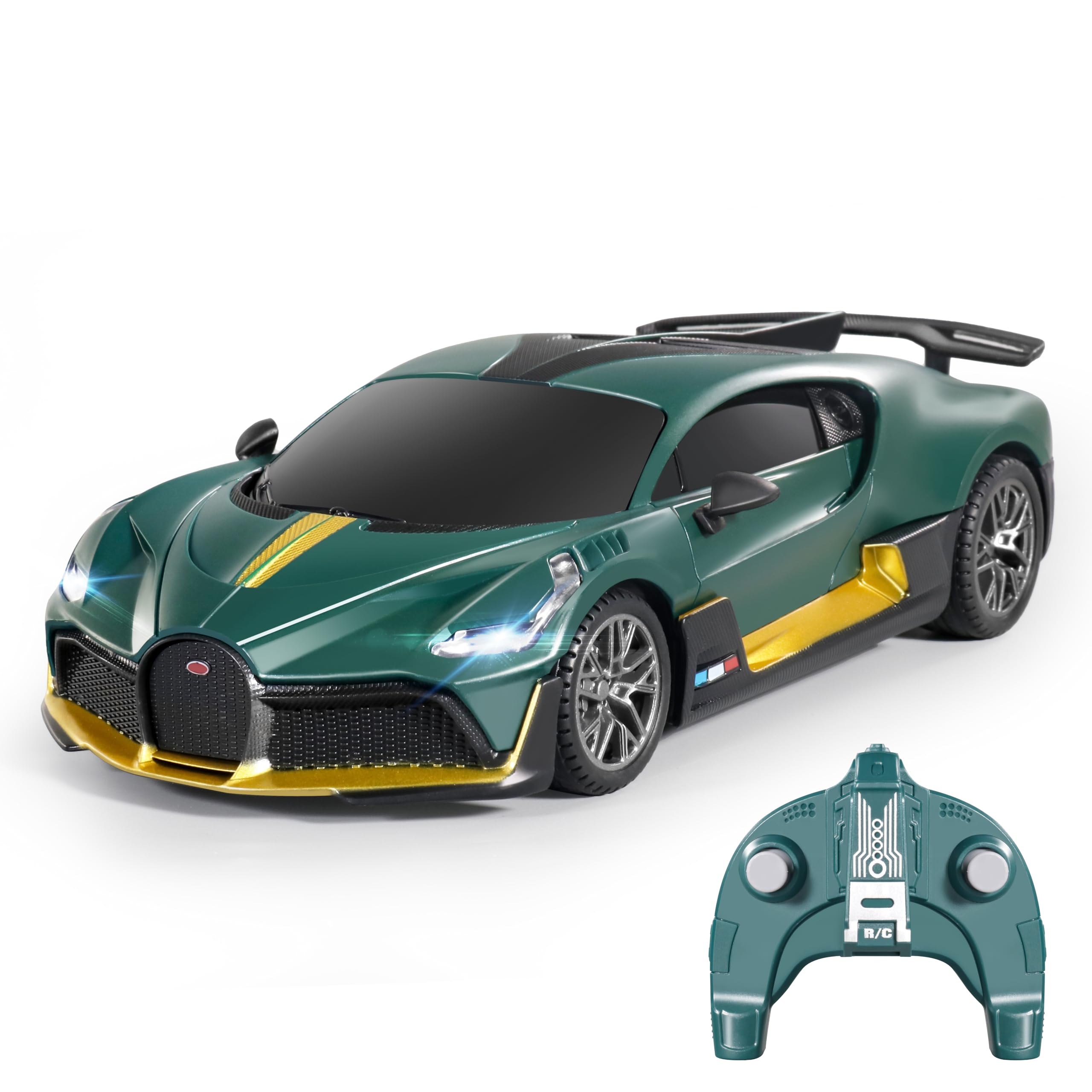 MIEBELY Remote Control Car - 1/24 Scale Fast Rc Race Car, Bugatti Divo 3.7V 500 mAh Toys with Headlight, Racing Hobby Model Birthday Ideal Gifts for Adults Kids Boys Age 6 7 8 9 Year Old