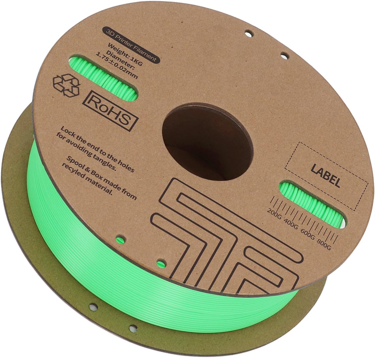 Green PLA Filament 175mm., 3D Printer Filament, Speed Printing Up to 600mms/, Accuracy 002mm±., Enhanced Toughness for Detailed, Compatible with Most 175mm. 3D Printers