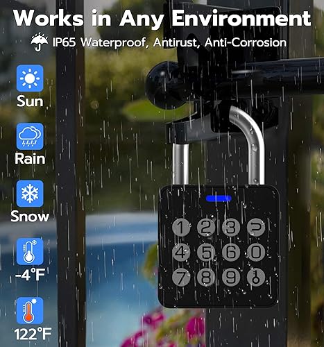Miniatura 8 de Anweller - Candado inteligente sin llave, con teclado de código, bloqueo biométrico de combinación de aplicación Bluetooth para armario, unidad de