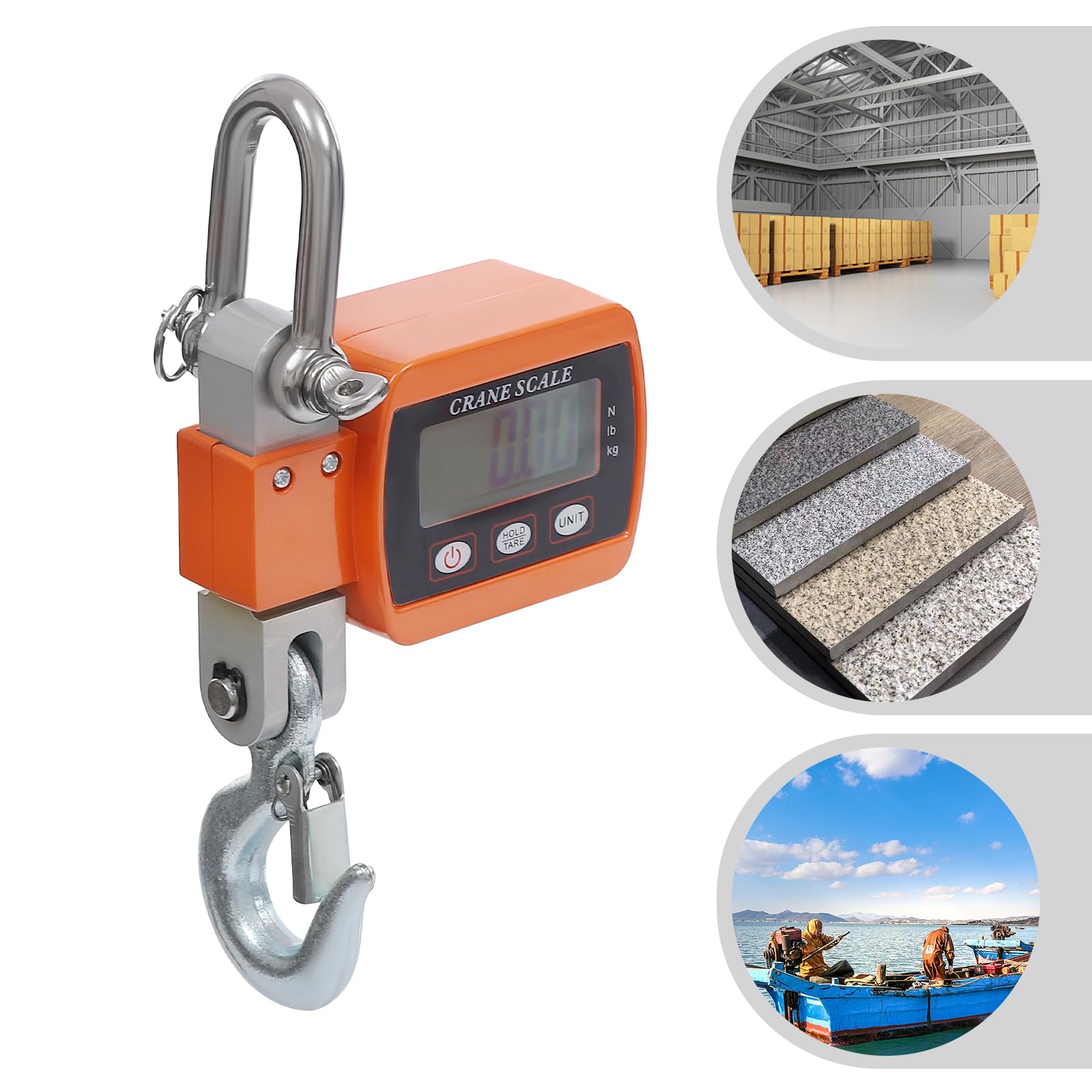 Digitale hängende Waage 500kg Digital Aluminium Kran Waage Wharf Wiegen Stahlrohstoffe Fischen (Orange)