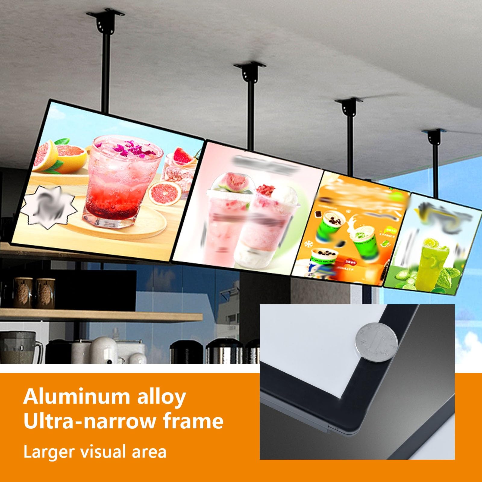 Digital Signage Displays Wandmontage 3D Menütafel Einstellbarer Winkel LED Leuchtkasten für Restaurants und Geschäfte - Bilder frei ändern für Werbung