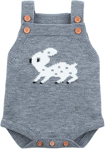 Baby Boy Rompers Toddler Sleeveless Knit Baby Girl Jumpsuits Cartoon Cute Deer Overalls
