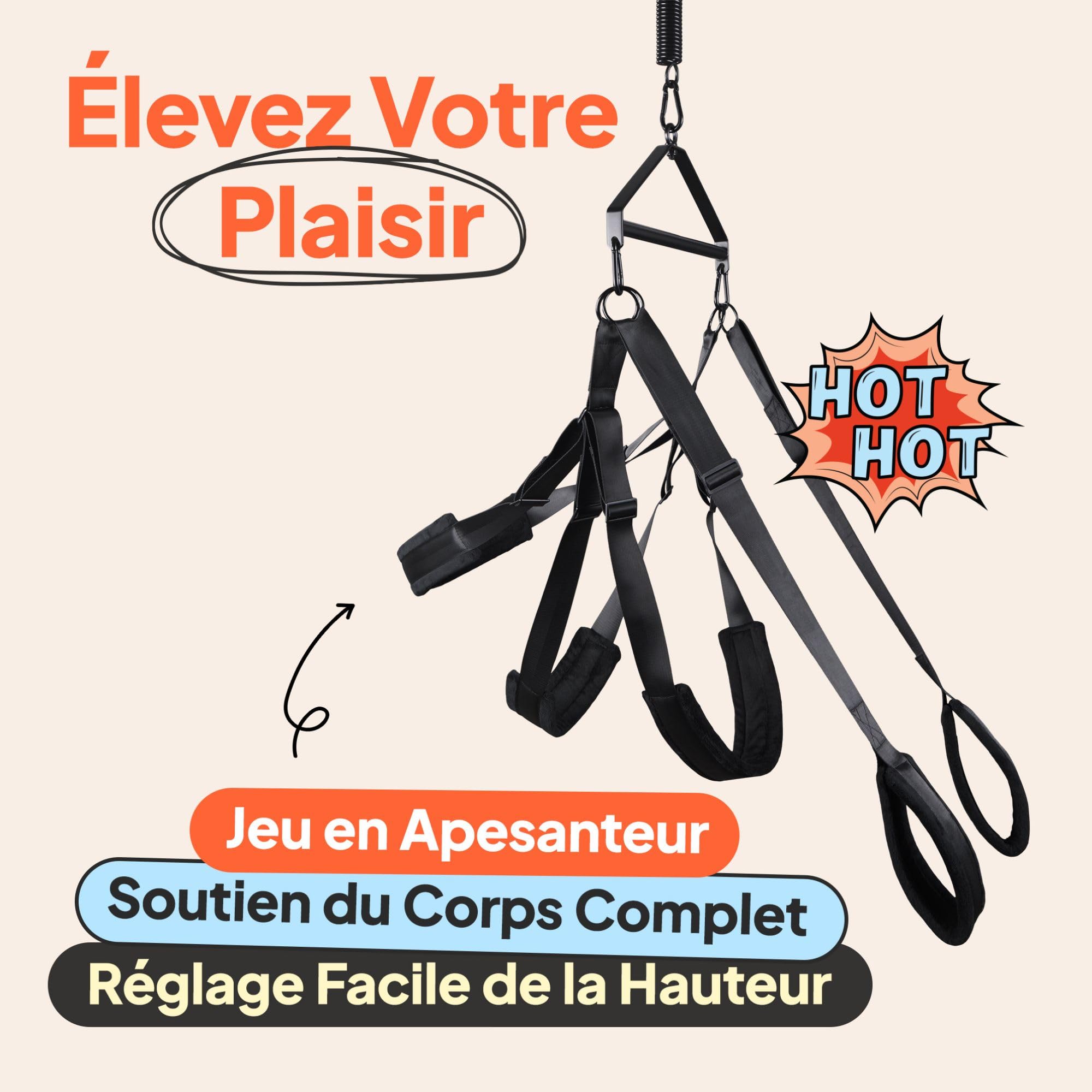 obaie Balançoire Sexuelle Adulte pour Couple Deluxe - Balancoire Sexuelle Suspendue Plafond - Meuble Sexuel et Accessoires Adulte pour BDSM - Balancoire de l'Amour Accessoires Sexualité Couple