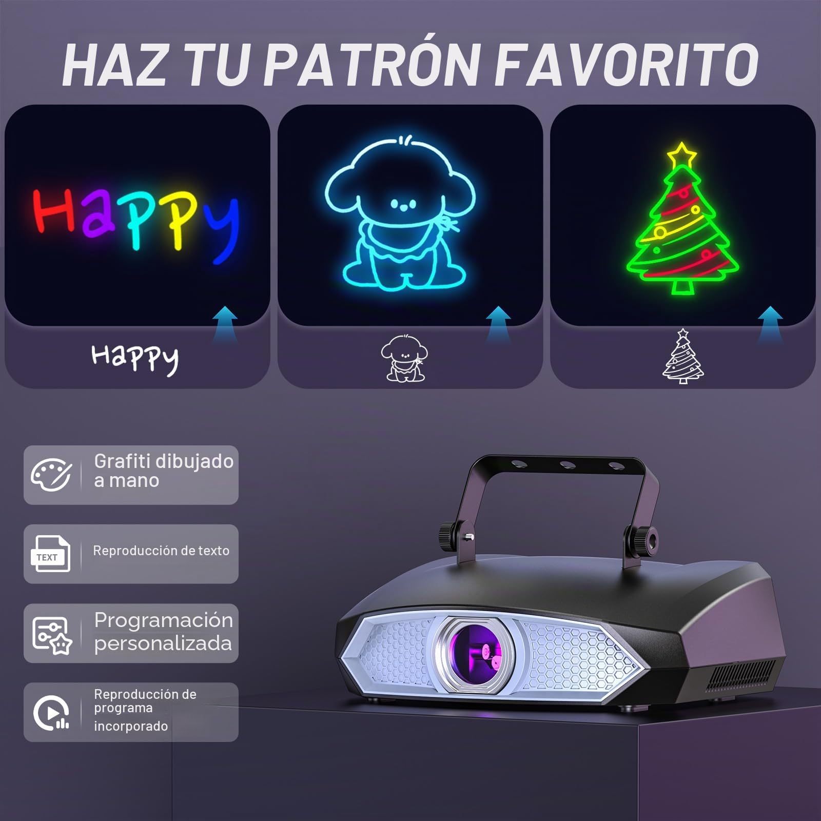 Luz de discoteca, luz de fiesta 3D DIY con aplicación Bluetooth, luz de discoteca para DJ y DMX512, adecuada para fiestas, bares, Halloween y Navidad