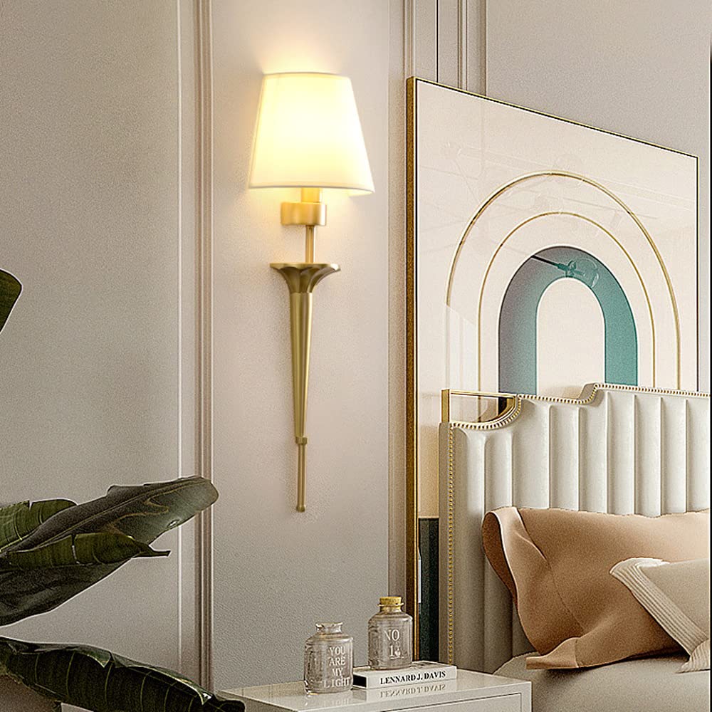 Zestaw 2 klasycznych lamp ściennych z tkaniny miedzianej, dekoracyjne oświetlenie do salonu, sypialni, korytarza, hotelu, gniazda E14