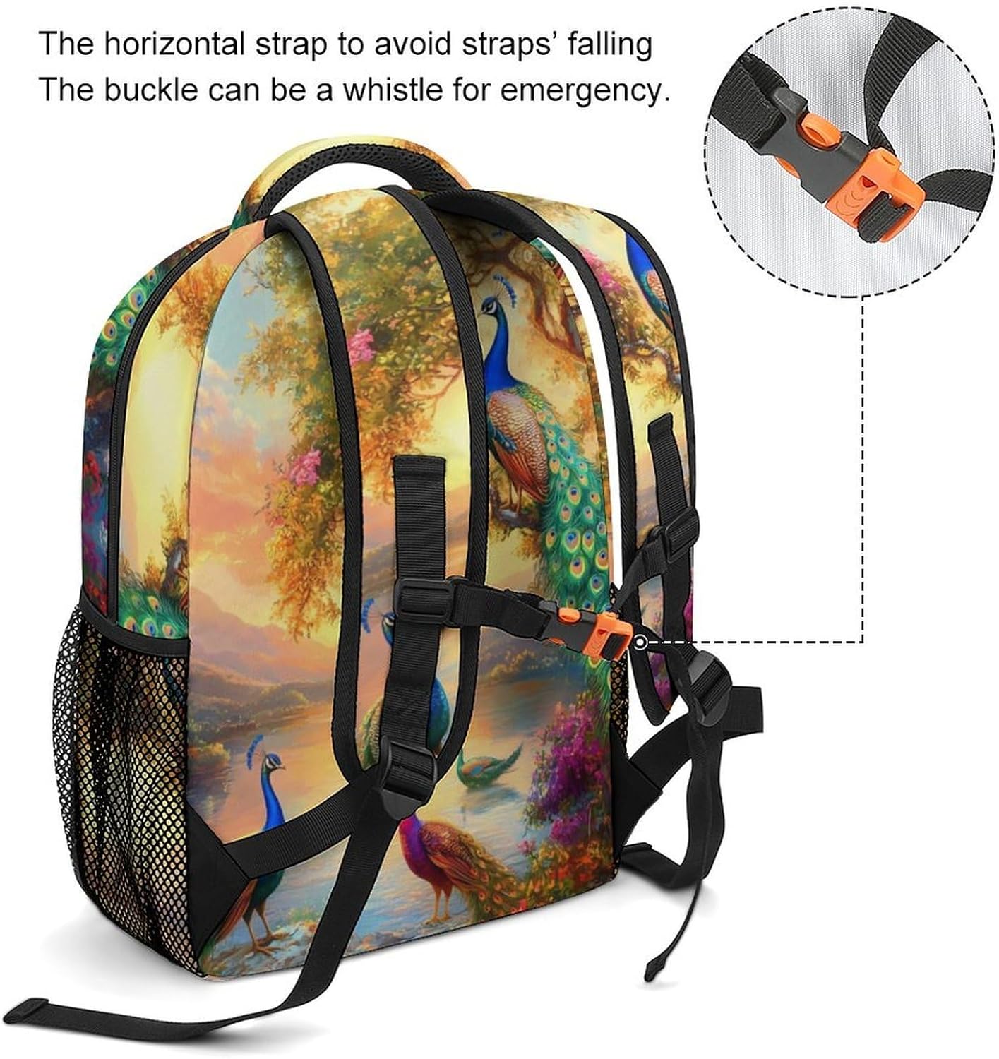 Peacock Sun Laptop Backpack Lightweight Travel Daypack Shoulder Bag for Men Women