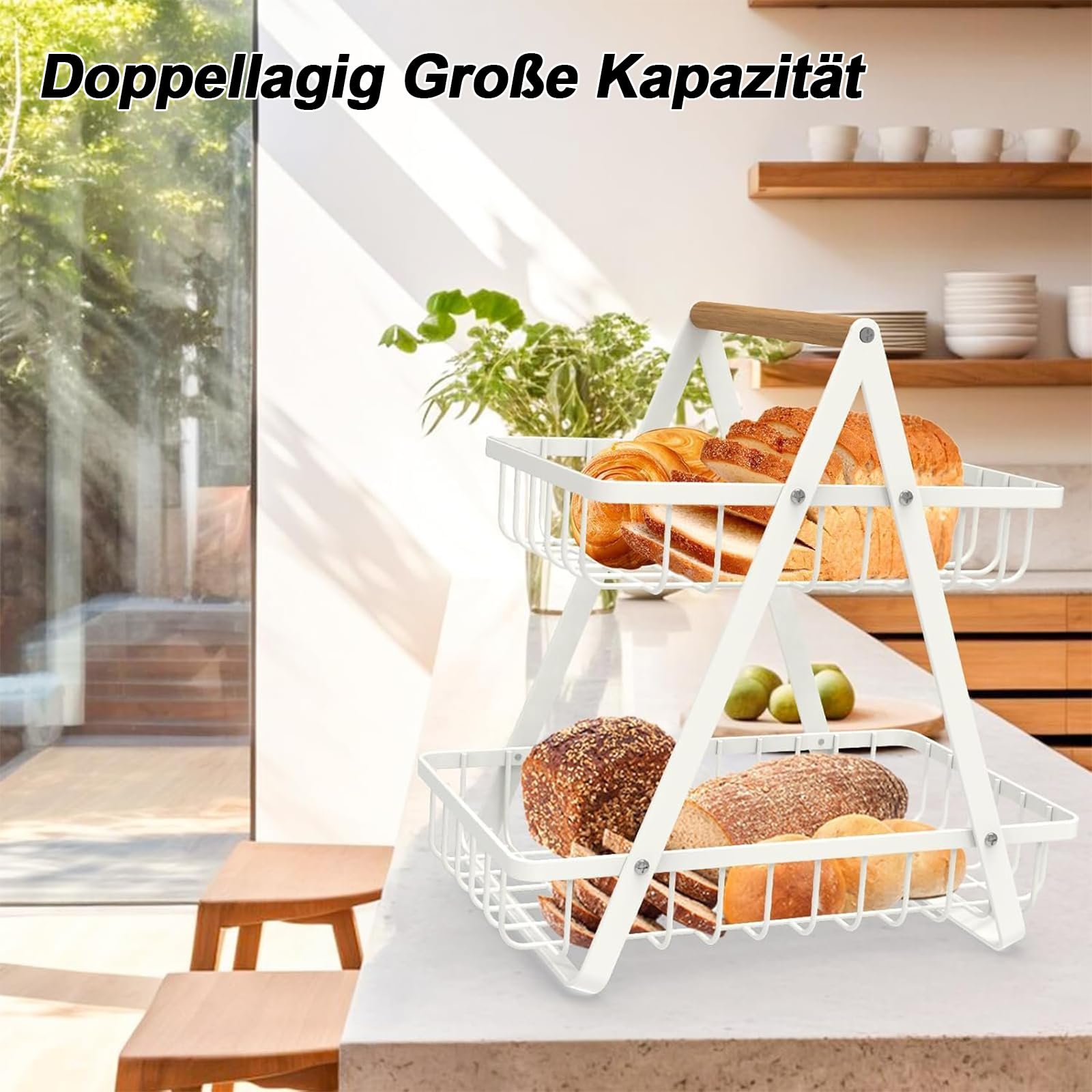 ikea obst aufbewahrung Obstkorb Etagere, Aufbewahrung, 2 Stöckig Obstetagere, Abnehmbare Obst Etagere, Gemüsekorb, Weiß Metall Fruits Basket, mit Holzgriff, für Obst Brot Snacks Korb Gemüse für Küche Küche, Haushalt & Wohnen Category:Kinder Jugend_HiTen Kindergerecht Kaufe 360-Grad-Kosmetik-Organizer mit staubdichtem, Color Option:48 colors