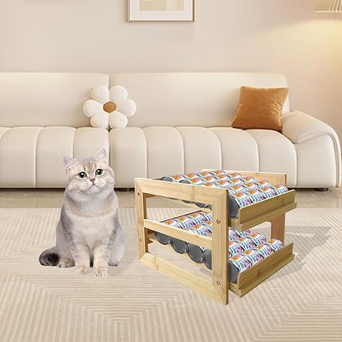 Miniatura 3 de Organizador de comida para gatos, estante de almacenamiento de alimentos húmedos para gatos enlatados, estante de almacenamiento de alimentos