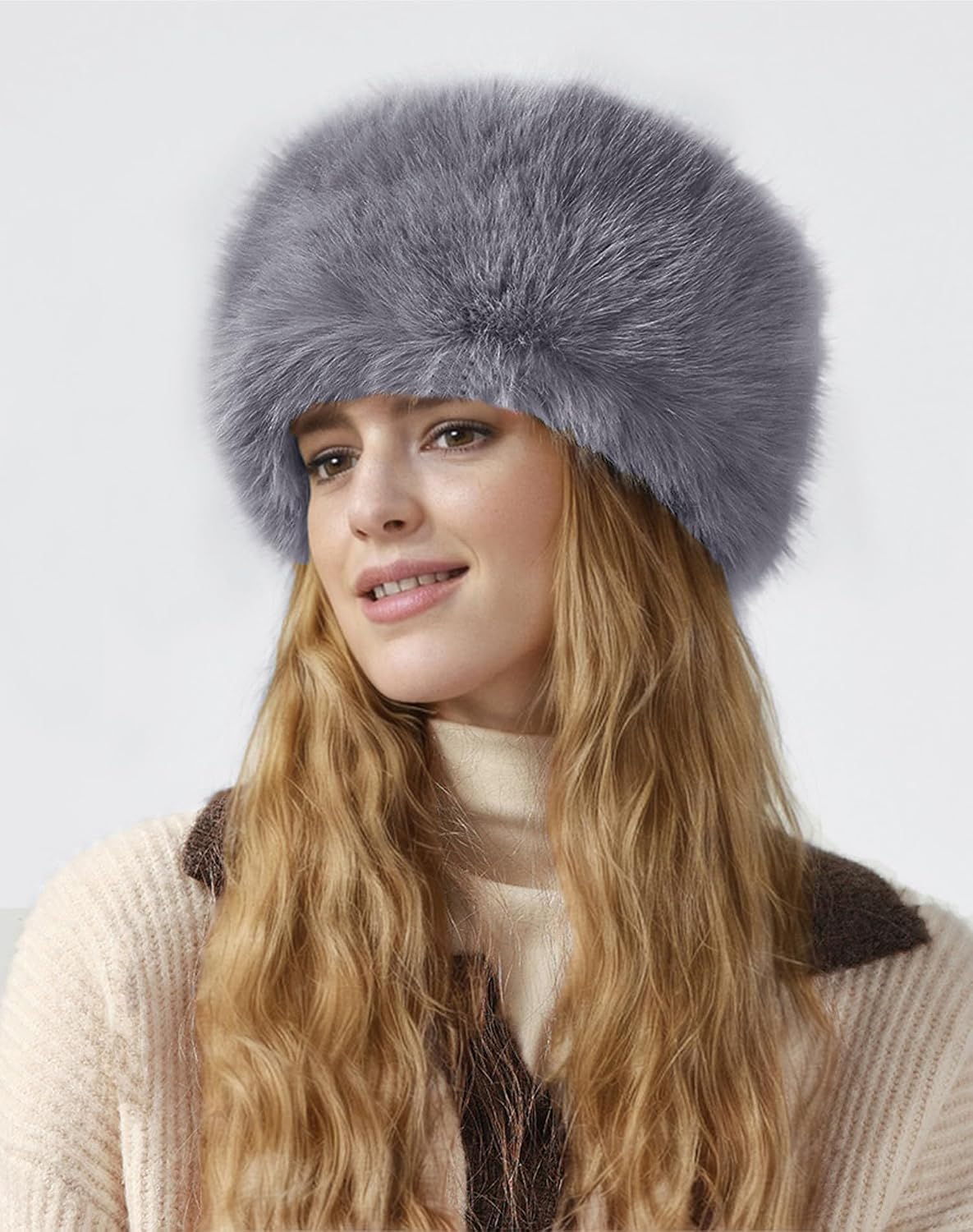 Lina & Lily Women's Winter Cossack Hat Russian Style Long Pile Faux Fur