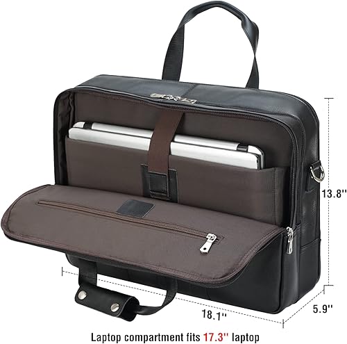 Miniatura 4 de Maletín de negocios de cuero para hombres de cuero de grano completo maletín para portátil de 15.6 pulgadas