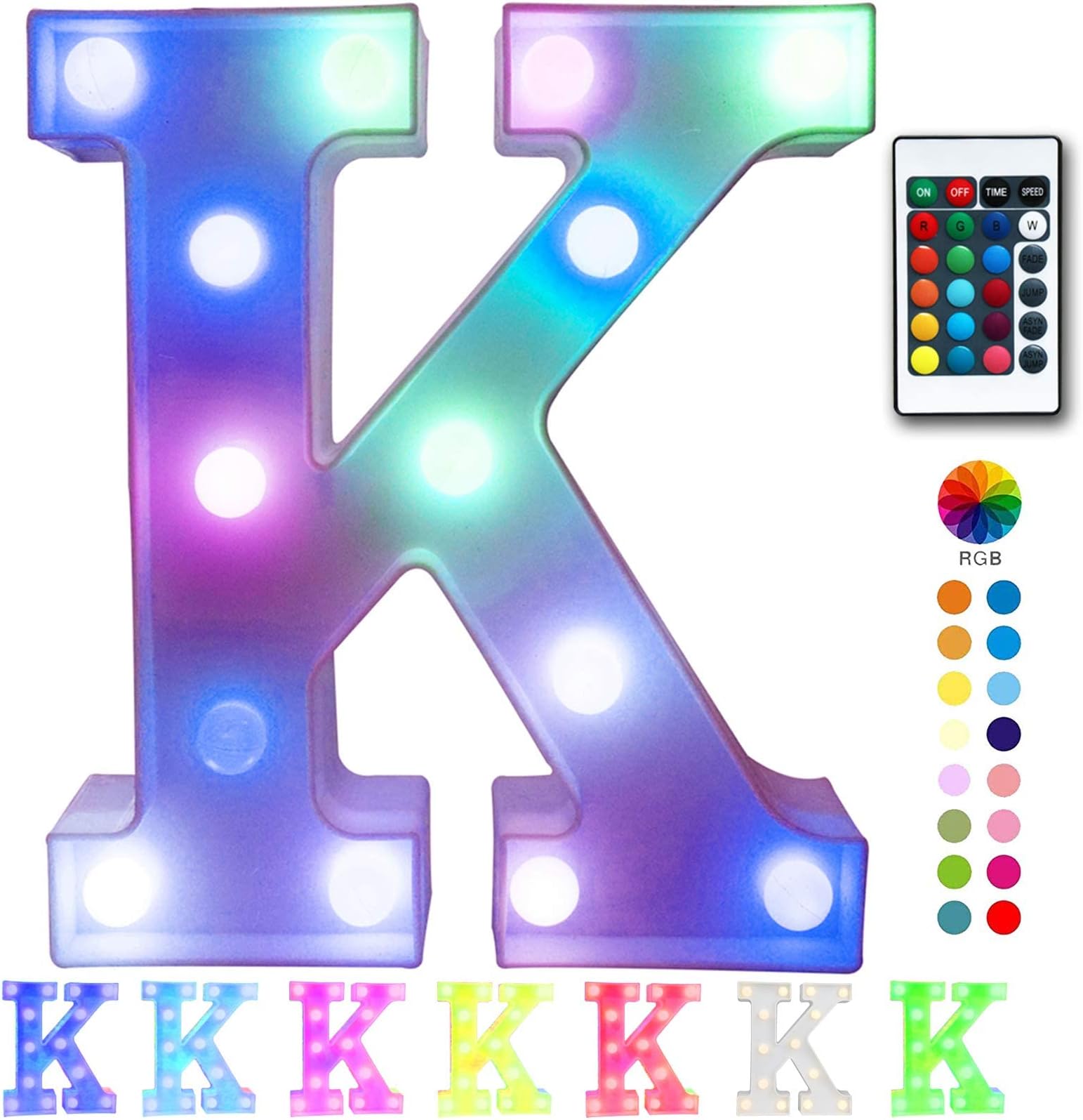 - Colorful LED Marquee Letter Lights with Remote – Light Up Signs Party Bar Letters Decorations for The Home - Multicolor K