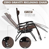 Vista 5 de Giantex Zero Gravity - Silla reclinable para patio al aire libre con portavasos y almohada extraíble, respaldo ajustable, silla de salón