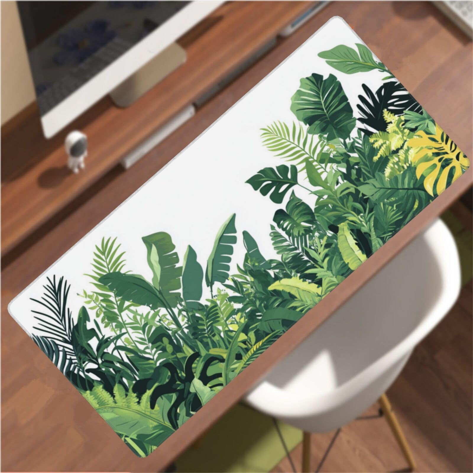 Tapis de Souris XXL 90 x 40 cm, Vert & Feuille Tapis de Bureau G667