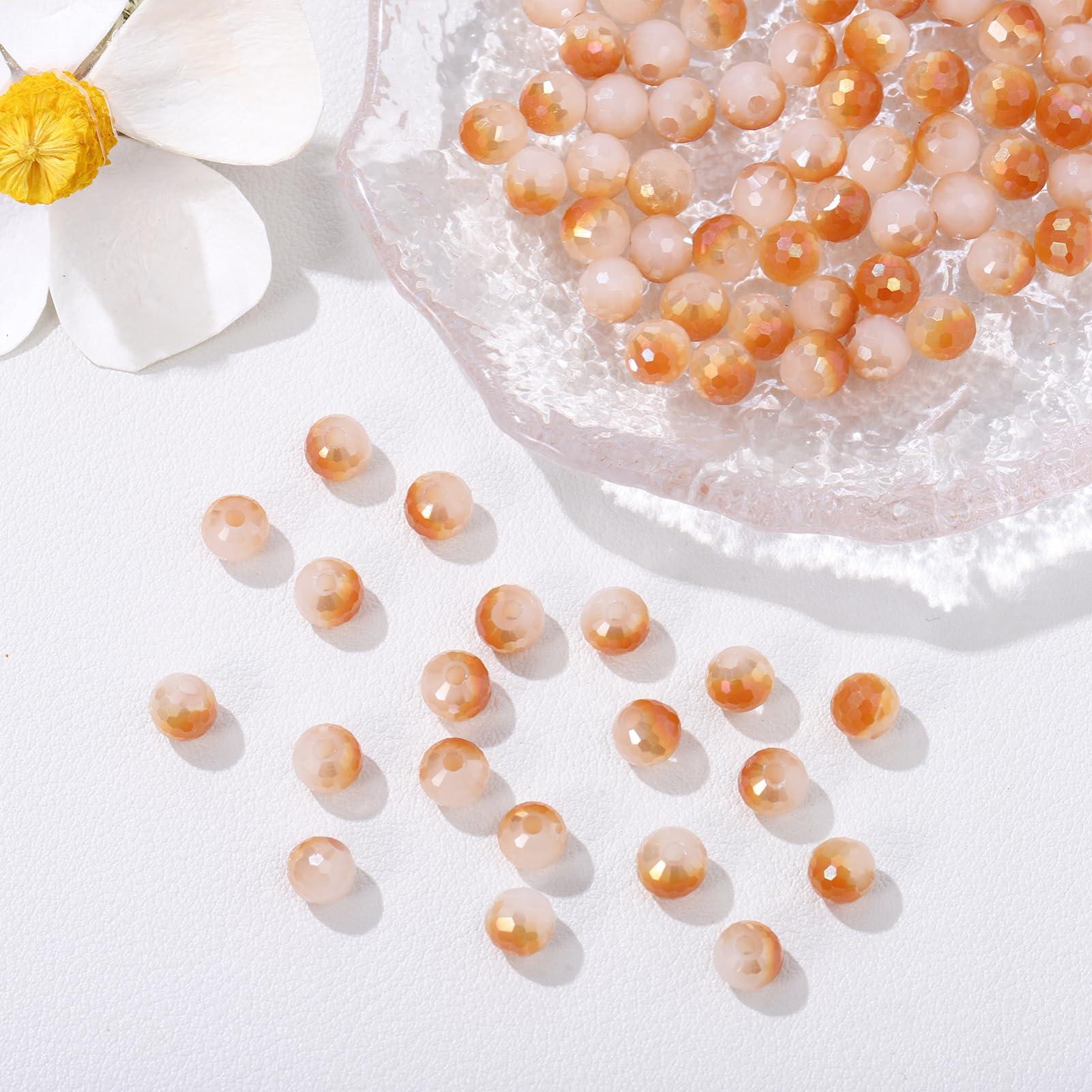 HOMSFOU 100 Piezas Abalorios de Vidrio para Manualidades de Joyas Cuentas Espaciadoras Coloridas para Pulseras y Collares Diy
