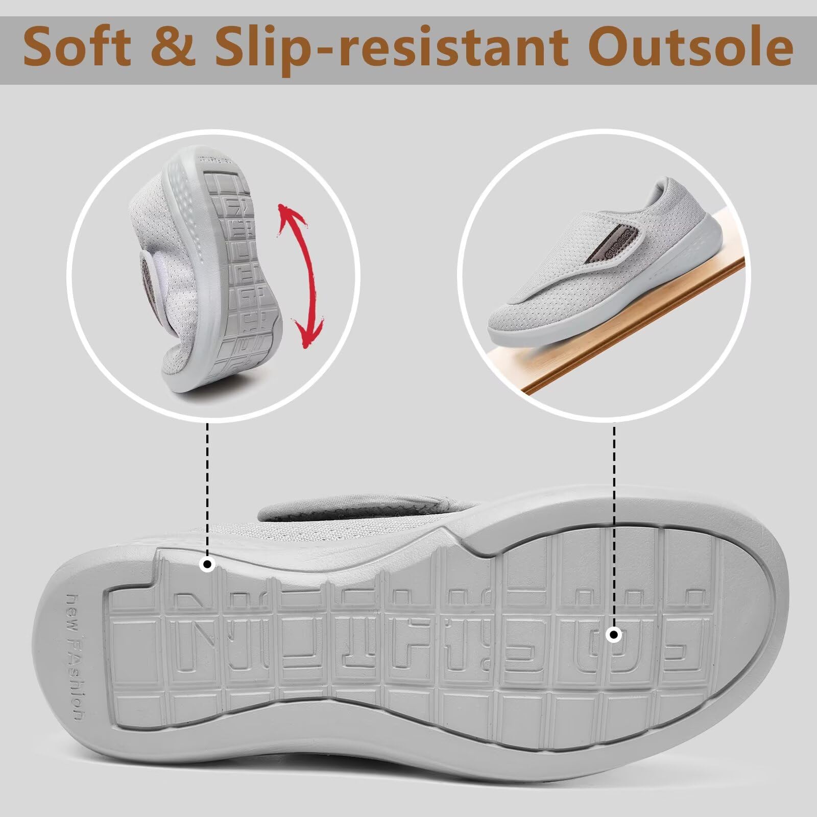 Zapatillas Diabéticos para Mujer Hombre Extra Anchas Ajustable Ortopédico Zapatos Respirable Pantuflas