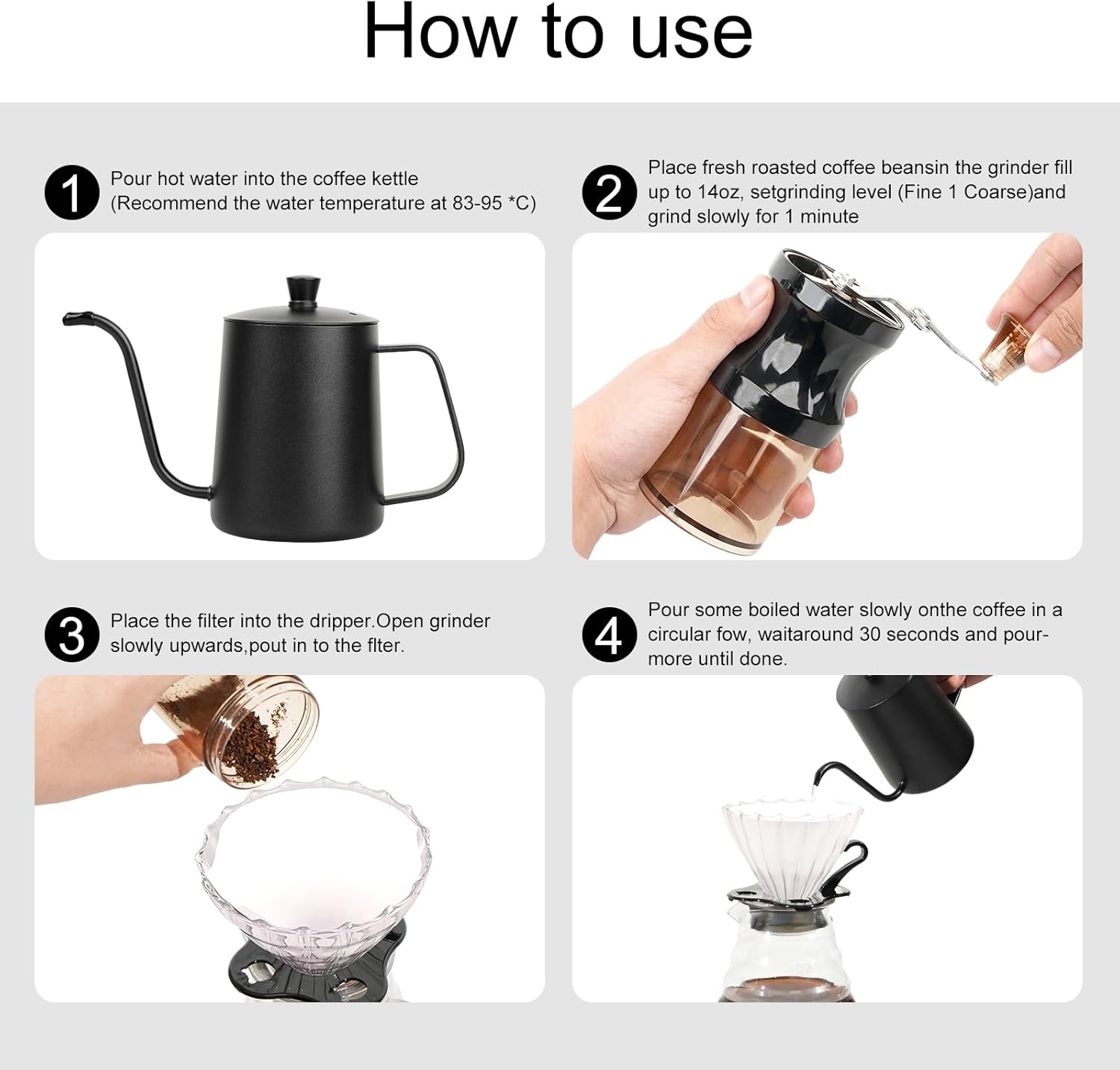 Pour Over Coffee Maker Set, All in One Portable Coffee Maker, Ideal for Home Brewing and Travel, Coffee Lover Gift