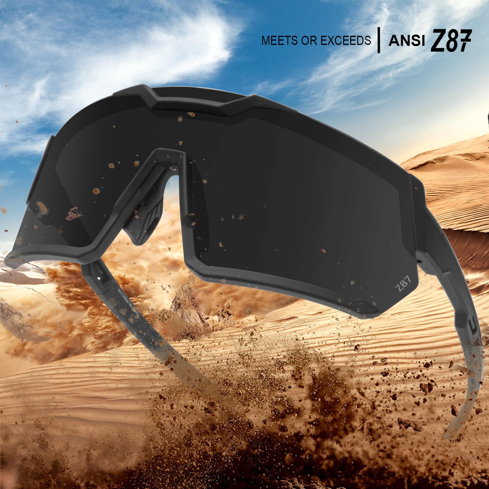 Gafas de sol Z87 para hombres y mujeres, gafas de sol deportivas de seguridad para correr, ciclismo, marco ANSI Z87 TR90, protección UV400 8001