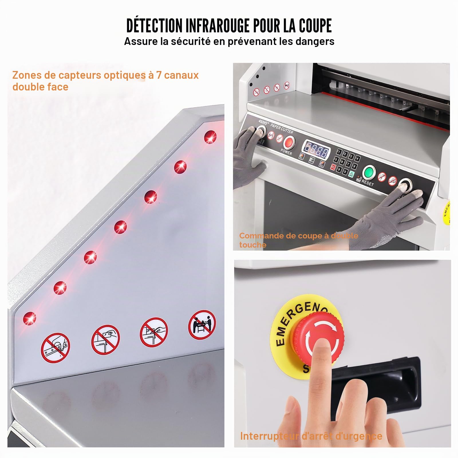 VEVOR Massicot Électrique, Coupe-papier Automatique Largeur de Coupe de 450 mm Épaisseur de Coupe de 40 mm, Coupeuse de Papier Industrielle, avec Écran LCD Intelligent, pour Bureau Imprimerie