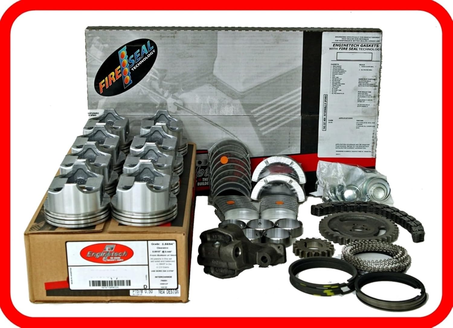289 302 5.0L RCF302A Engine Rebuild Overhaul Kit for 1965-1976 Ford 5.0L 302 289 4.7L V8 - Includes Flat Top Pistons, Rings, Bearings, Timing Set, Oil Pump, Gasket Set, Freeze Plugs