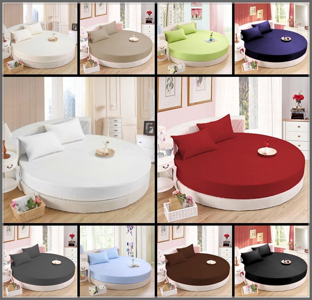 American Linen Super Soft 800 Thread Count Egyptian Cotton 4 Pieces Round Bed Sheet Set 84" Diameter + 14" Inches Deep Pocket Beige Solid