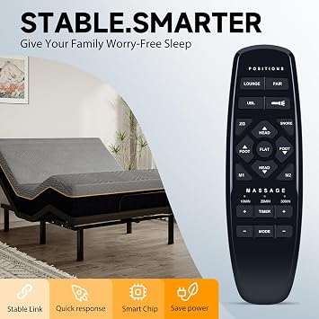 ZWP Replacement Remote Control fit for iDealBed iQ5 Luxury Hybrid Mattress and Adjustable Bed Sleep System