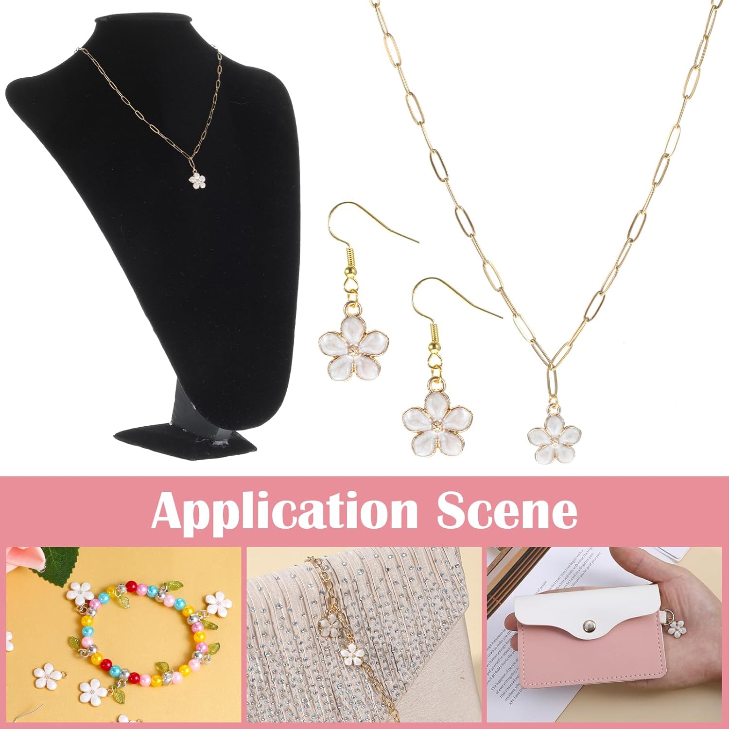 40 Pcs Small Flower Enamel Charms, Gold Plated Enamels Cherry Blossoms Decor Small Flower Charms for DIY Crafts Bracelets Necklaces Earrings Purse Keychains Handmade Gifts Accessories - Image 6