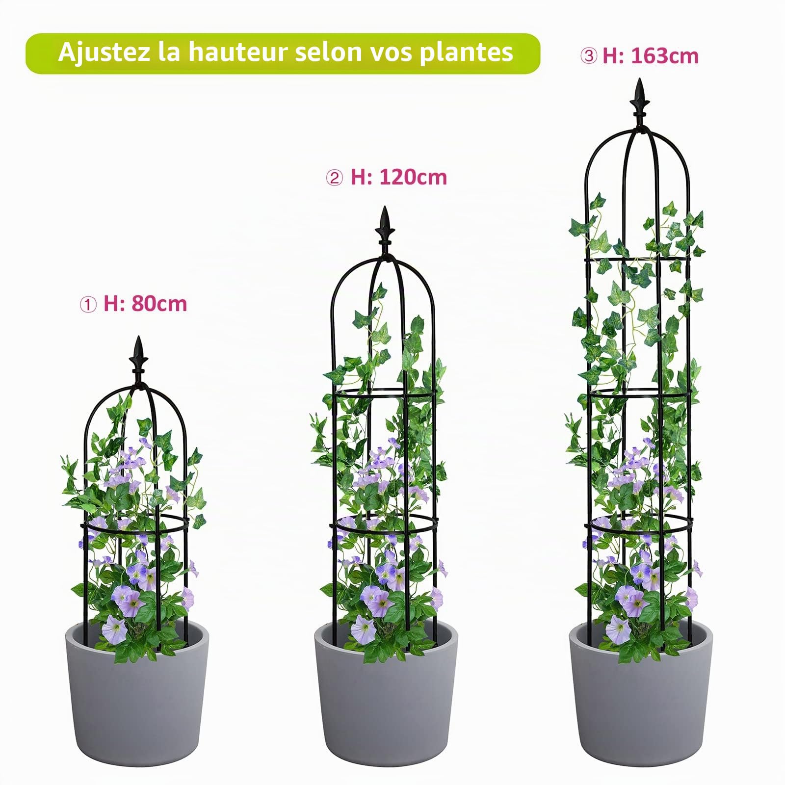 Obélisques de jardin pour plantes grimpantes, cadre de support pour plantes grimpantes