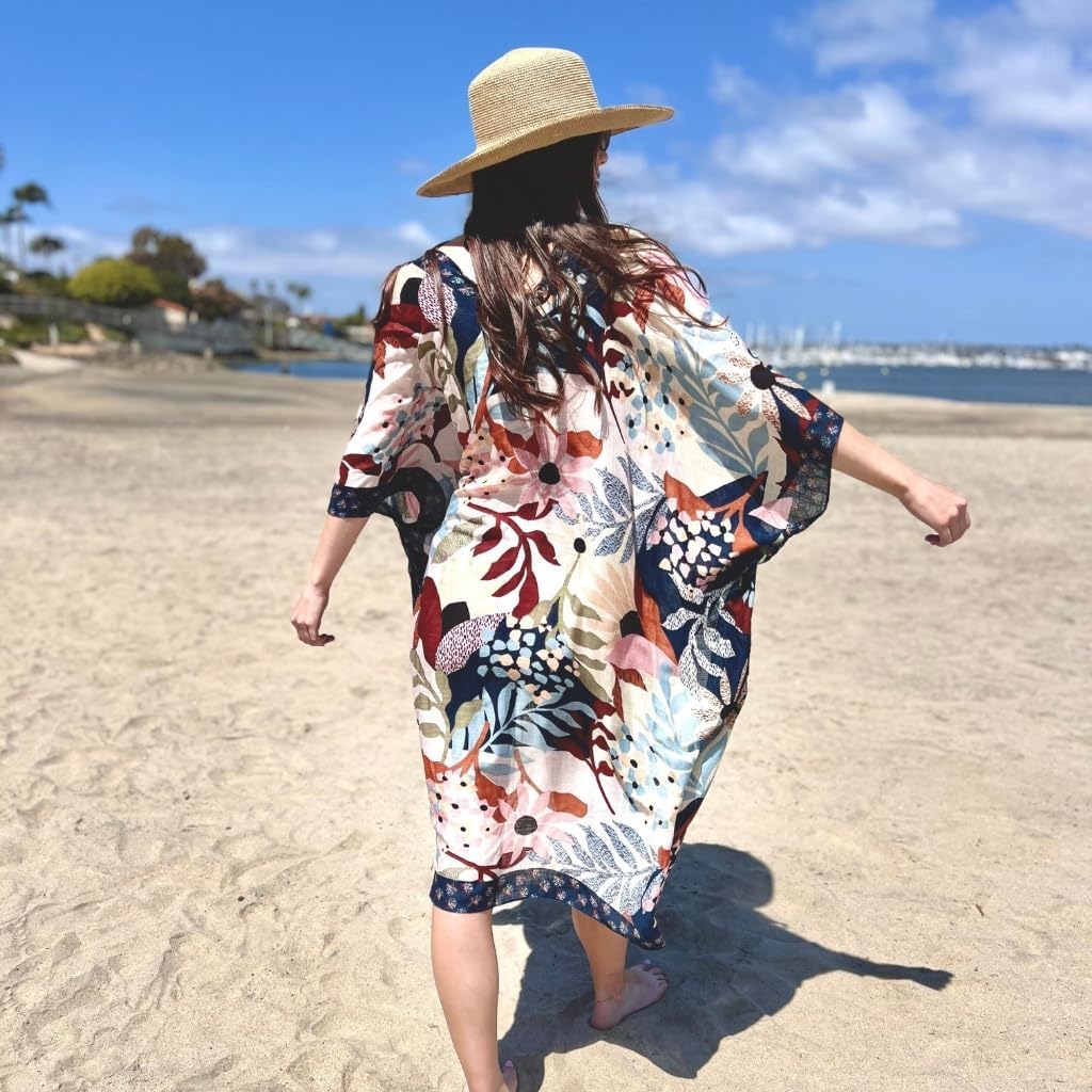 Humble Hilo Long Kimono Cardigan for Women Beach Cover up Casual Loose Prints & Patterns - Image 7