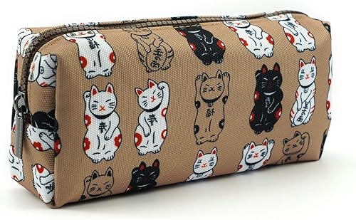 LParkin Estuche de lápices de gato japonés de la suerte, lindo Maneki Neko Cat Pencil Bag Estuche Estuche de maquillaje Bolsa de cosméticos Kawaii