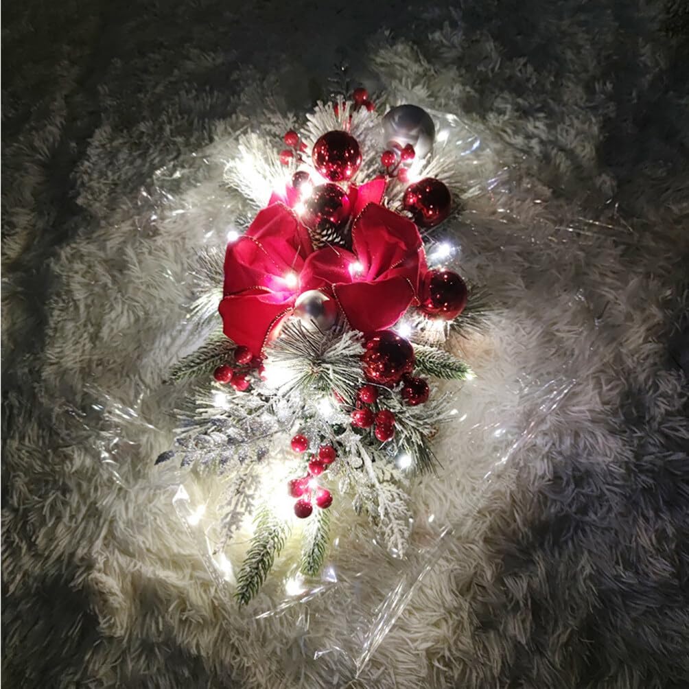 IMIKEYA Ornaments Holiday Wreaths Decor Garlands Artificial Pine Branch Front Door Swag Garland Light up Wreath Teardrop Cloth Balls