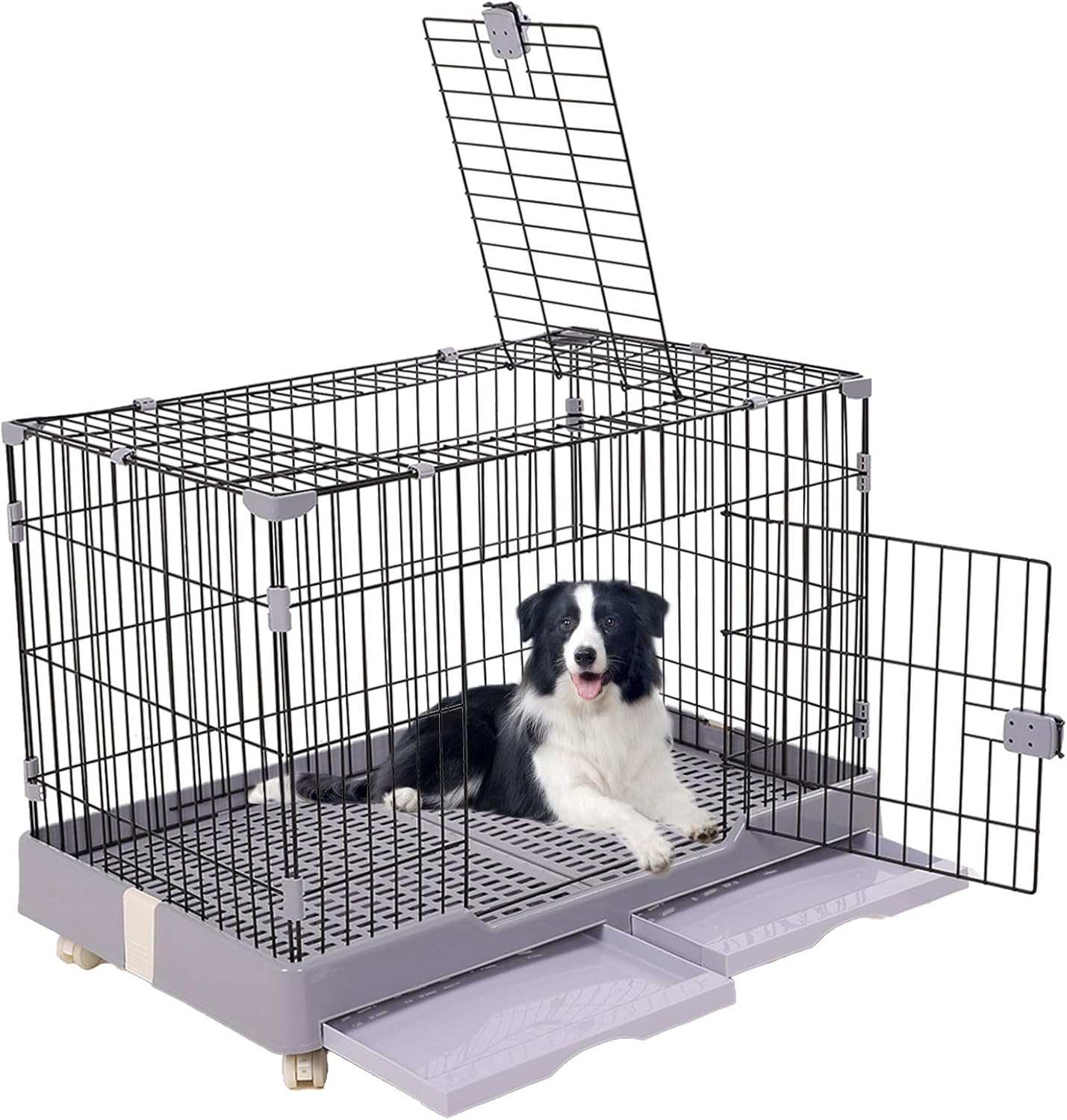 40 Inches Detachable Cat Dog Crate with 360° Rotating