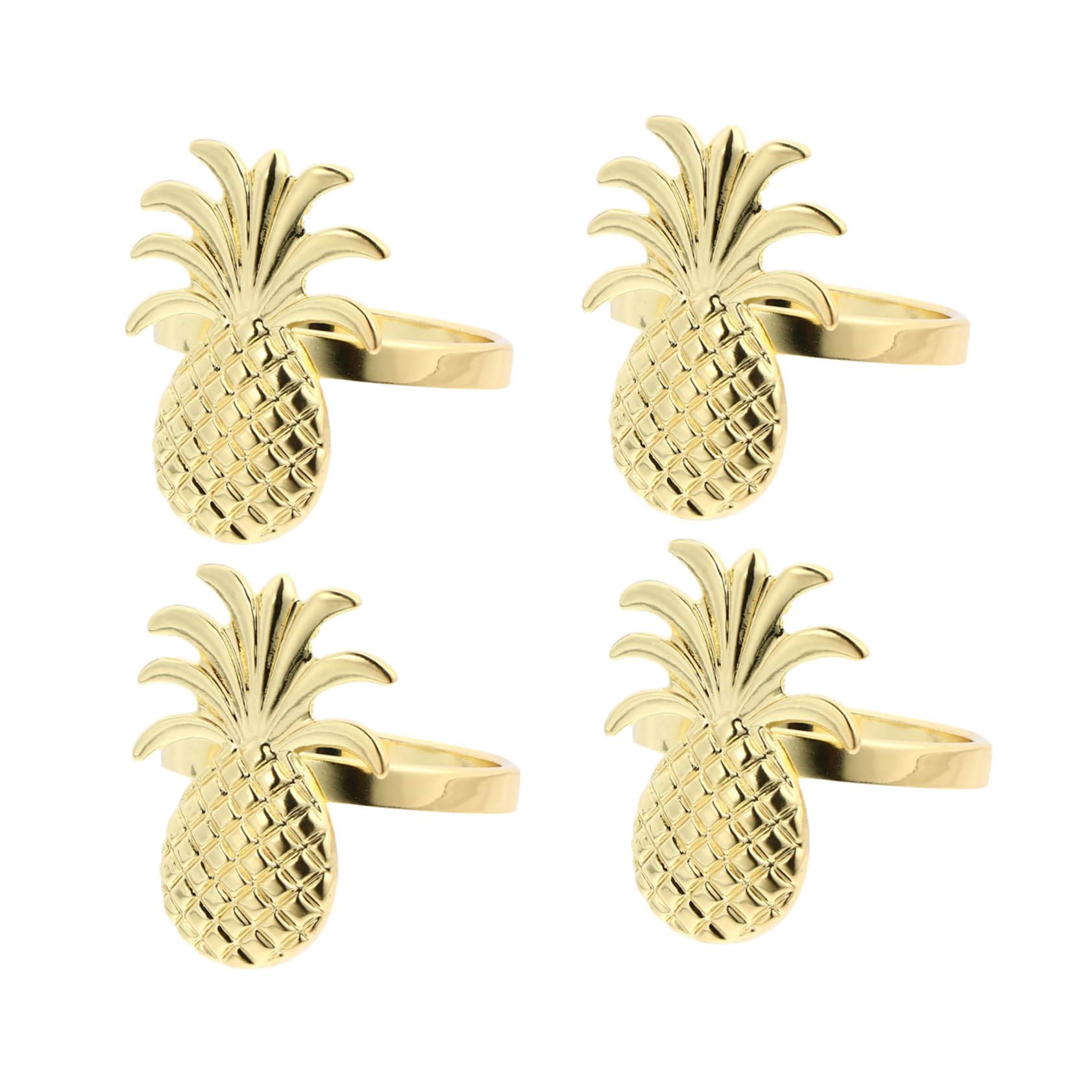 ABOOFAN 4pcs Pineapple Napkin Rings Metal Napkin Holders Decorative Table Towel Holder Buckles for Christmas Wedding Birthday Hawaii Party Table Decoration (Gold)