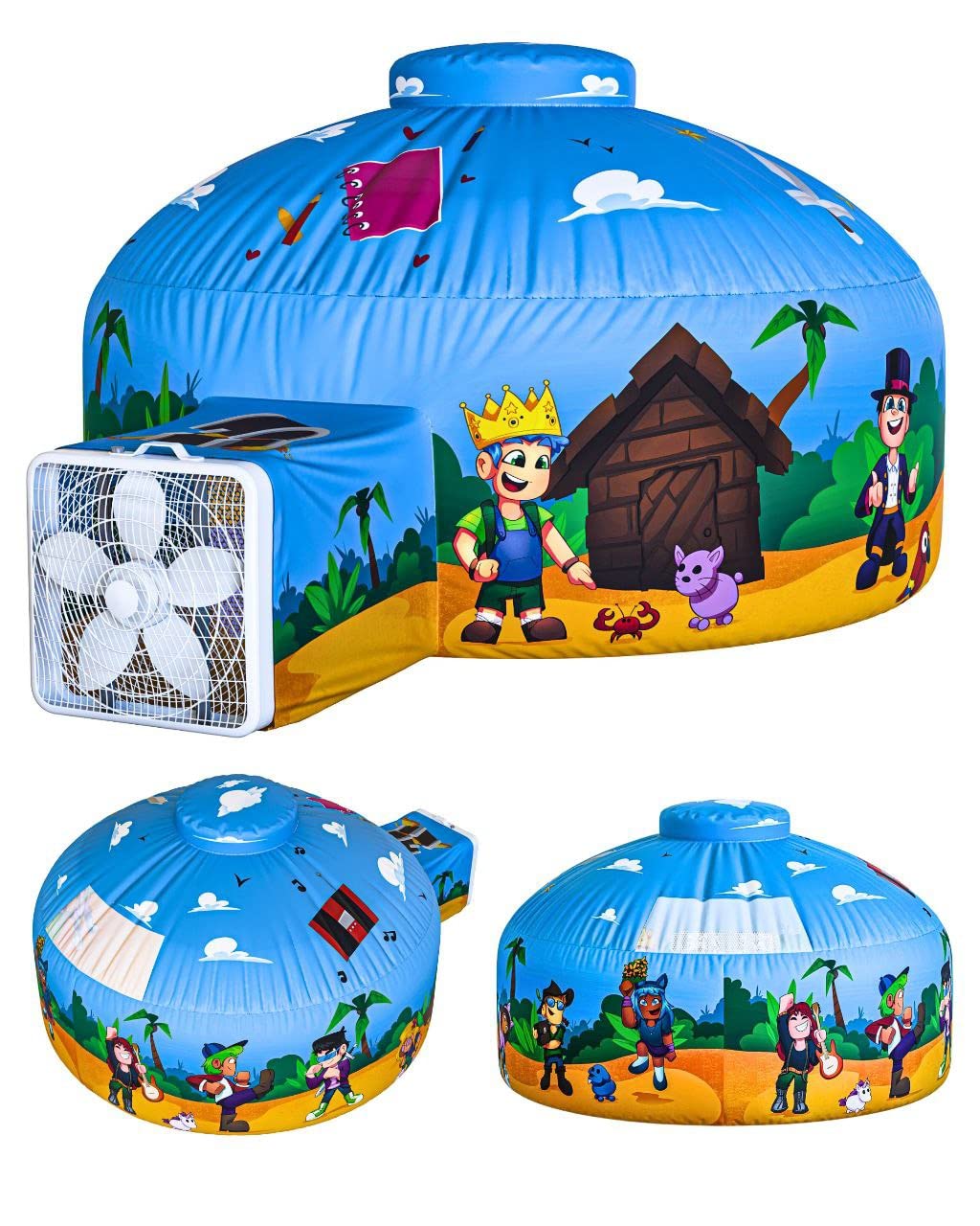 Skywin Inflatable Tent for Kids (Blox Style), Inflatable Air Tent for Kids Sets Up and Stores Away in Seconds, Improved Blow up Fort (Fan NOT Included)