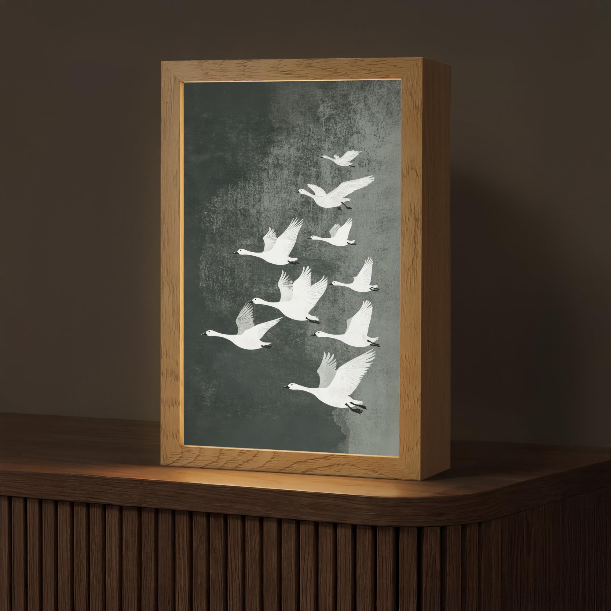 Lamparas Mesita De Noche [template] 20x30 cm Luz Escritorio Dormitorio Night Light Lampara Led Bedside Lamp Lamparita Pájaro - Japandi - Verde