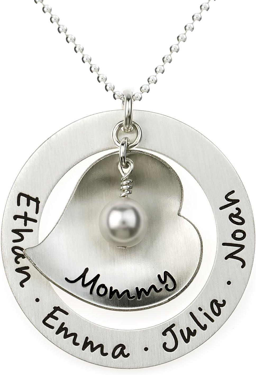 Big Hearted Personalized Sterling Silver Name Necklace, Customize with Names, Dates, Initials, or Endearing Words of your choice, such as Mama, Nana, Grandma,Mommy, Gifts for Her, Grandma, Mother
