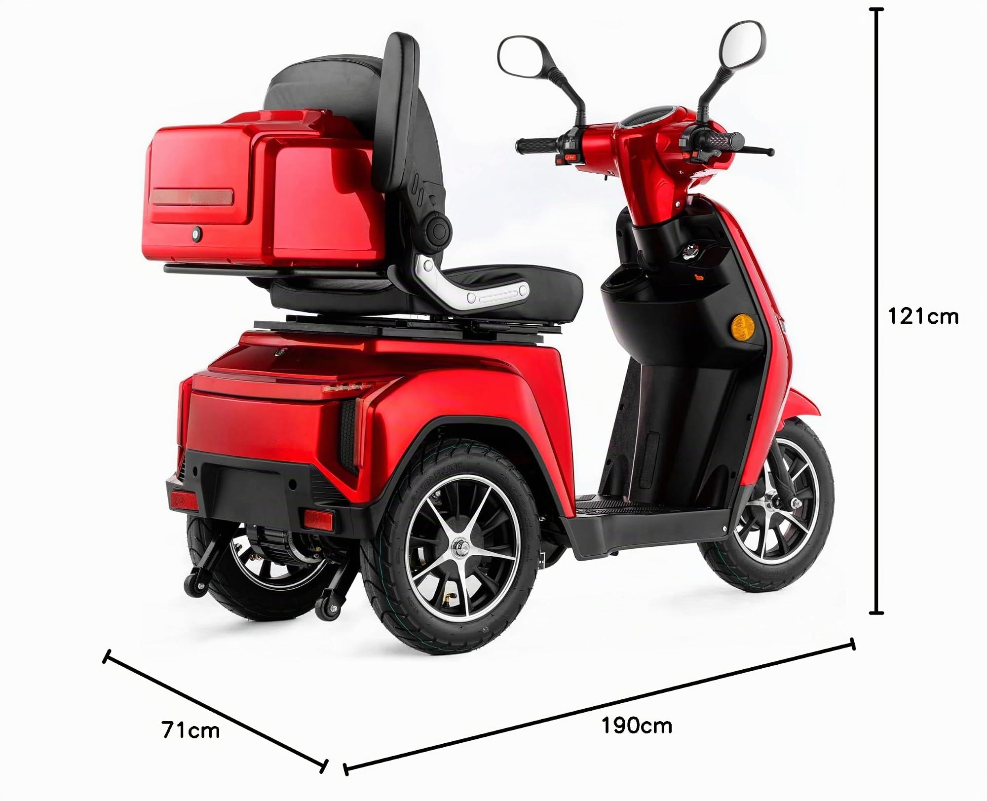 VELECO TURRIS - Dispositivo de Movilidad de 3 Ruedas - Totalmente Montado y Listo para Usar - Luces LED - Pantalla de Alto Contraste - Alarma (Rojo)