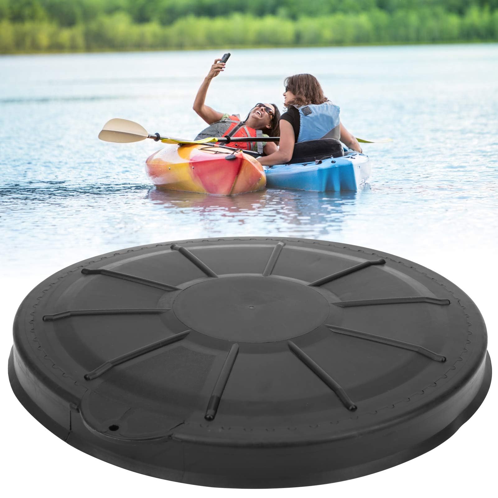 2 Stück Bootsluken Deckplatte 27 cm Schwarz Inspektionsdeckel Runde Kunststoff Lukendeckel Kajak Luke Cover Kajakdeckluken Abdeckplatte für Marine Boot Kajak